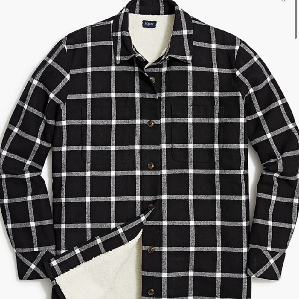 Nwot j crew factory plaid Sherpa lined shirt jacket shacket medium